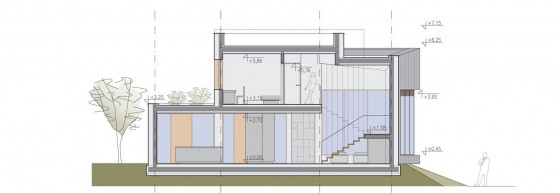 Plano de corte de casa de dos pisos Planos de corte de casa moderna de dos pisos