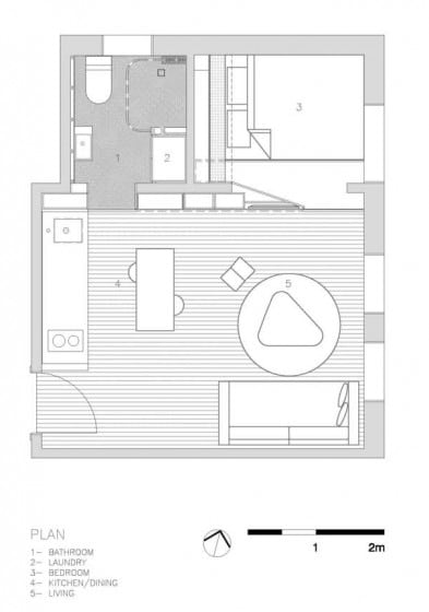 Plano de departamento pequeño un dormitorio