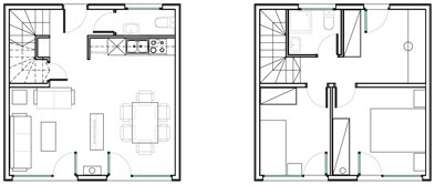 Planos de casas de dos pisos muy pequeñas 01