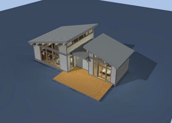 Maqueta casa de campo con techo a dos aguas