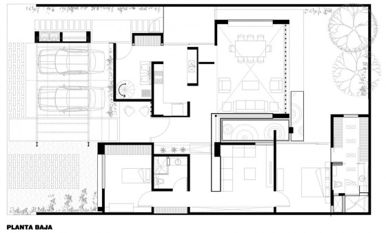 Plano de casa de un piso de 234 metros cuadrados