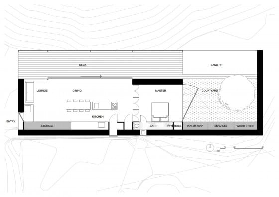 Plano de casa pequeña de un dormitorio