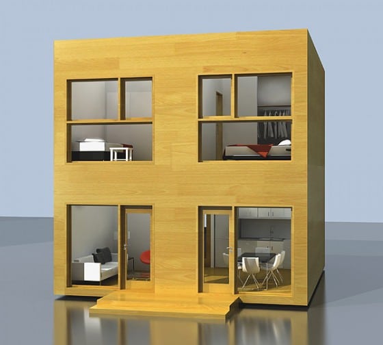 Casa modular pequeña de dos pisos