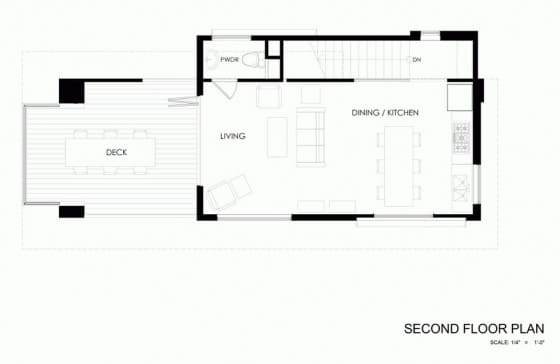 Plano de casa de campo de dos pisos