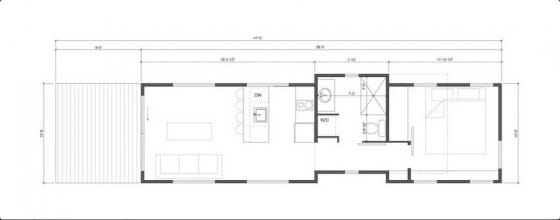 Plano de casa de campo pequeño un dormitorio