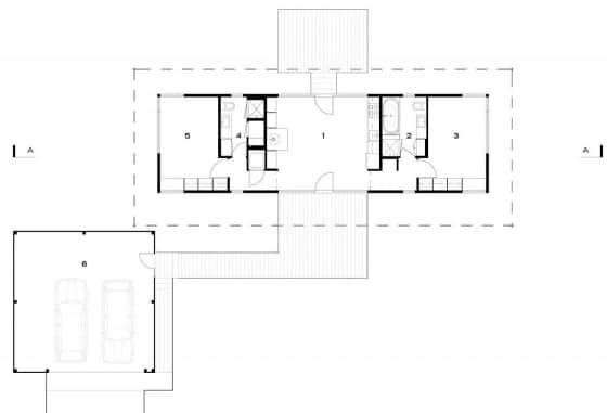 Plano de casa pequeña dos dormitorios