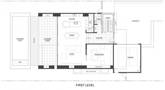 Plano de casa dos pisos - primer nivel