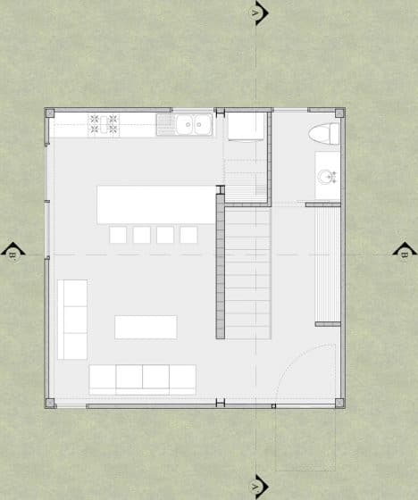 Plano pequeña casa forma cuadrada