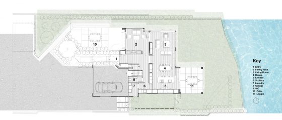 Plano de casa de dos pisos moderna