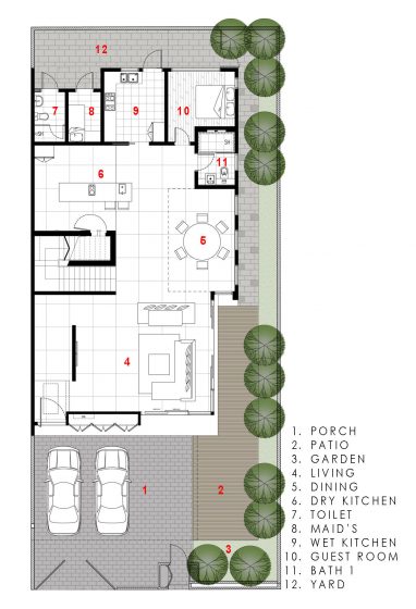 Plano de casa moderna - primer piso