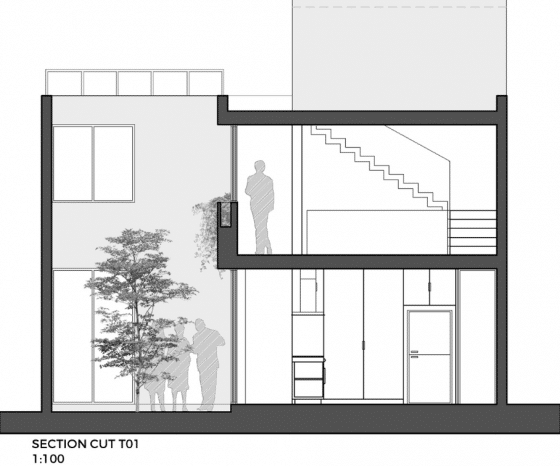 Plano de corte T01 casa dos pisos