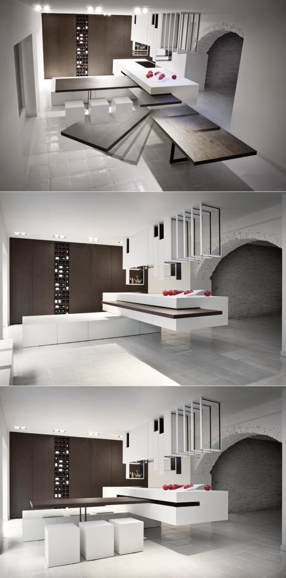 Diseño de muebles de cocina que se transforma