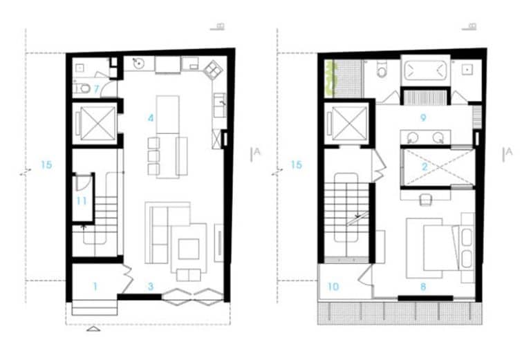 Diseño de casa pequeña en un terreno de 68 metros cuadrados