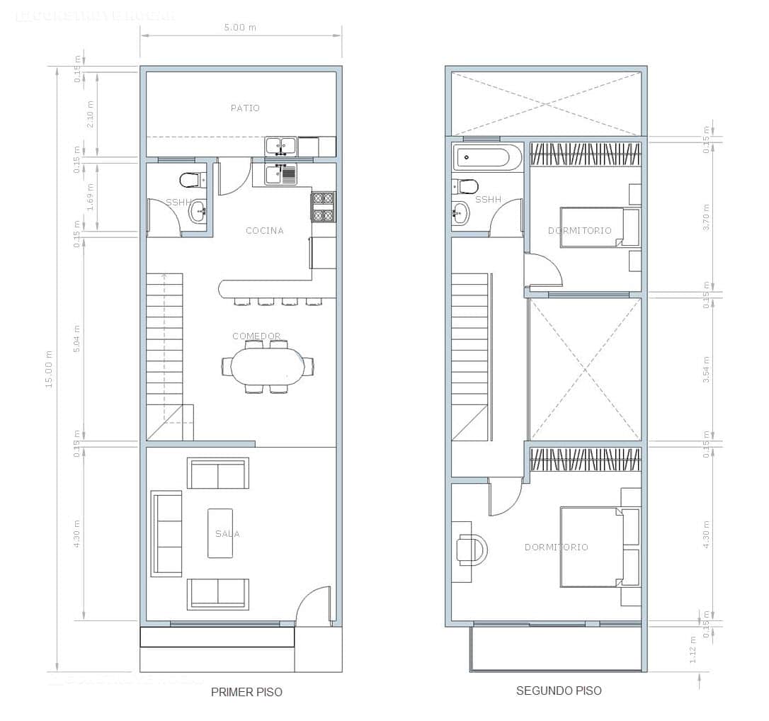 Planos de casa pequeña de dos pisos