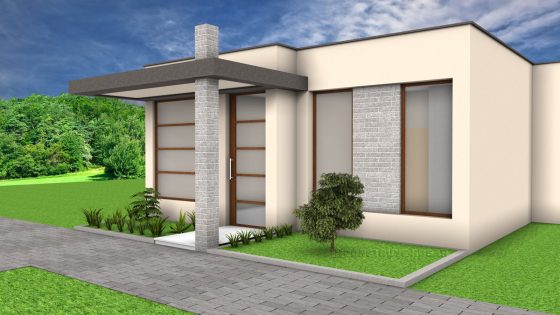 Diseño fachada casa moderna pequeña