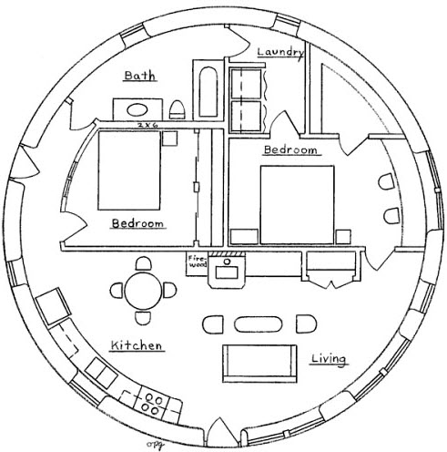 Casa pequeña circular de dos dormitorios