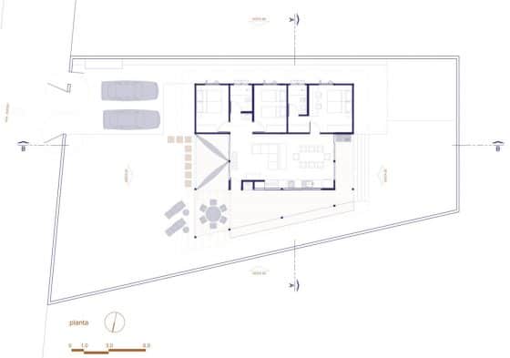 Plano casa pequeña tres dormitorios
