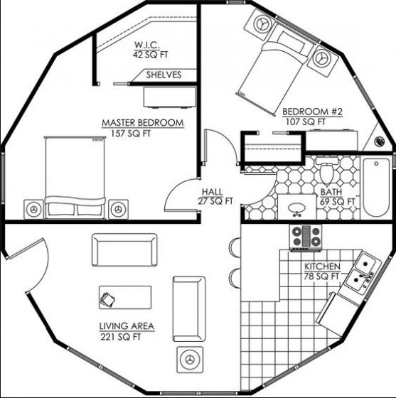 Plano casa terreno circular 