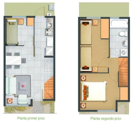 Diseño plano casa económica pequeña dos pisos