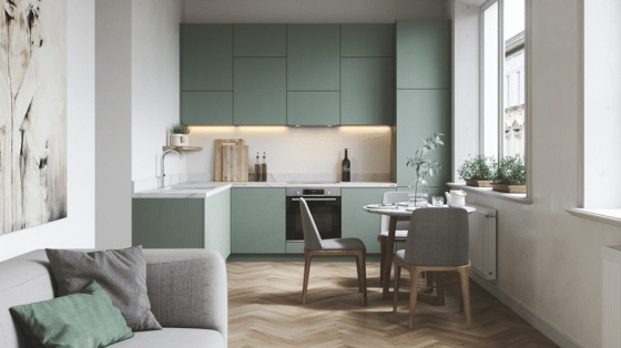 Diseño de cocina simple en forma de L