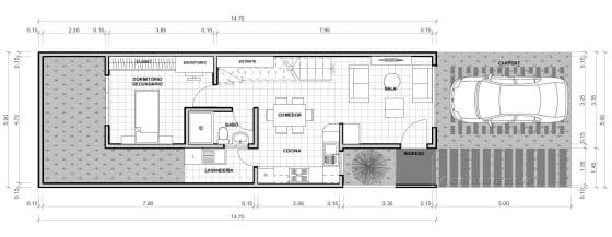 Plano casa pequeña de 2 pisos