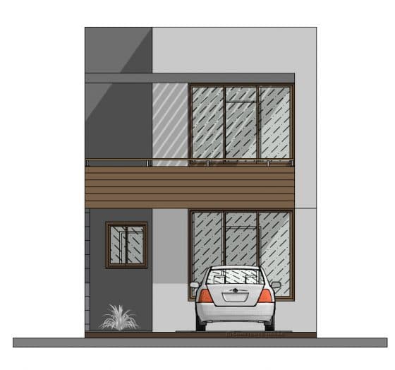Plano fachada casa moderna pequeña