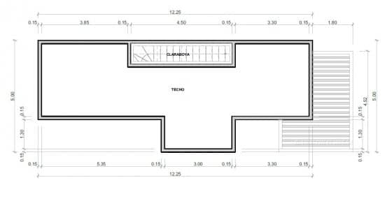 Plano de techo casa dos niveles