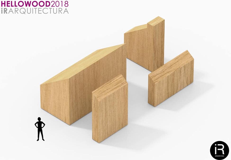 Cuatro módulos de madera