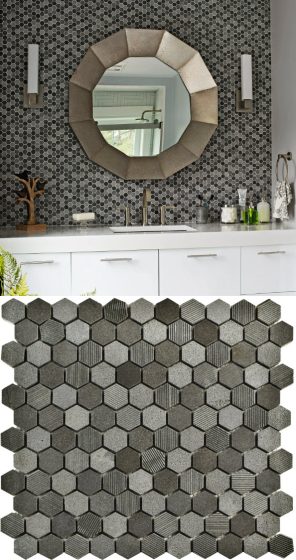 Mosaico de piedra volcánica para decoración de baños modernos 