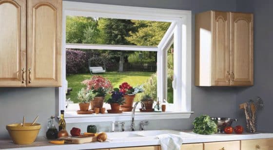 Diseño de ventana jardín color blanco para cocina