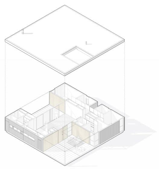 Plano 3D de casa cuadrada